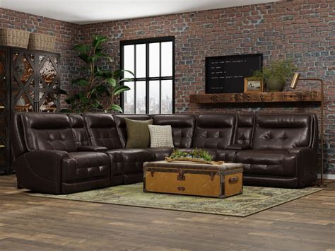 Luxe 7 Piece Leather Sectional .